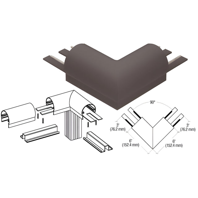 CRL Matte Bronze 300 Series Top Cap 90º Corner