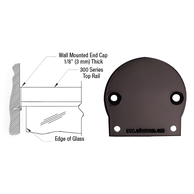 CRL Matte Bronze 300 Series Wall Mount End Cap
