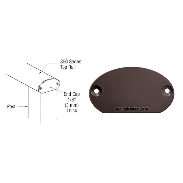 CRL Matte Bronze 350X Series Decorative End Cap