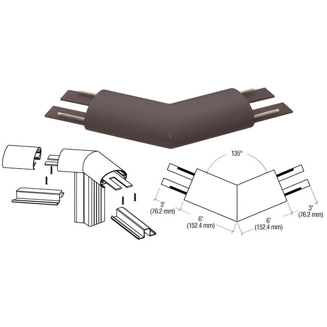 CRL Matte Bronze 350X Series Top Cap 135º Corner