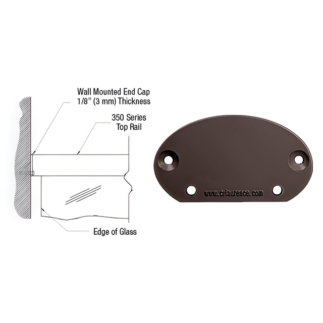 CRL Matte Bronze 350X Series Wall Mount End Cap
