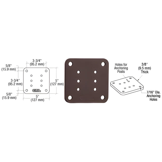CRL Matte Bronze 5" x 5" Square Base Plate
