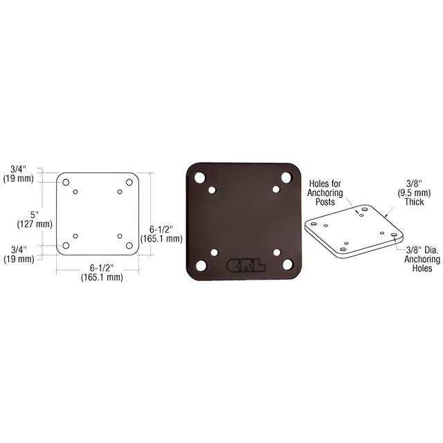CRL Matte Bronze 6-1/2" x 6-1/2" Square Base Plate