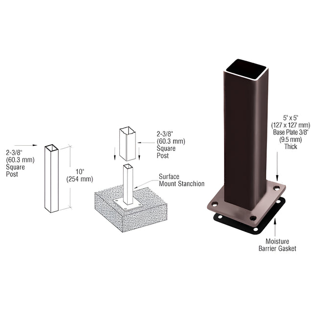 CRL Matte Bronze ARS Surface Mount Stanchion