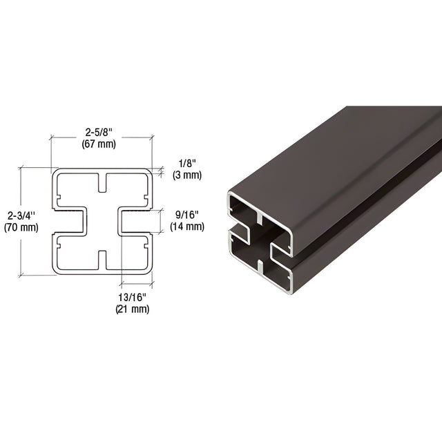 CRL Matte Bronze Heavy-Duty Windscreen Post Only - 72"