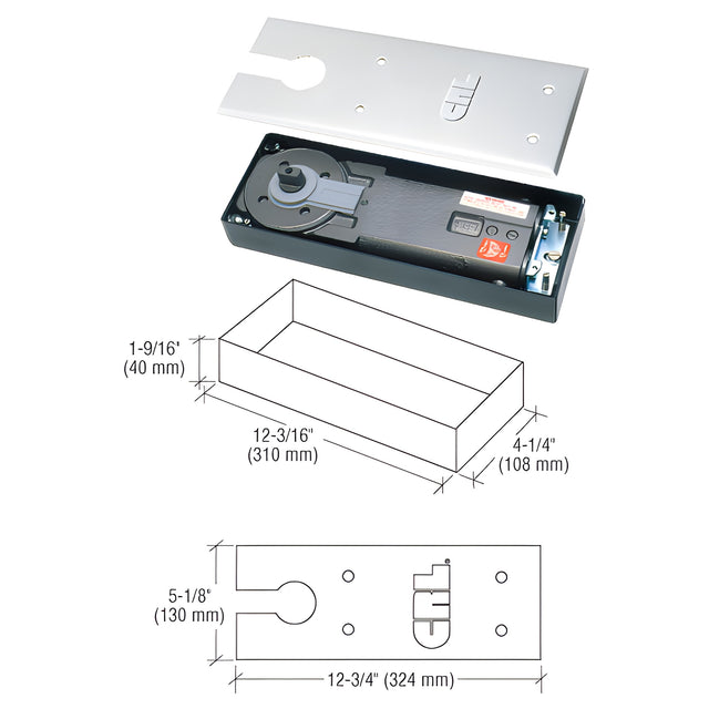 CRL Medium Duty 90º Hold Open Low Profile Floor Mounted Closer
