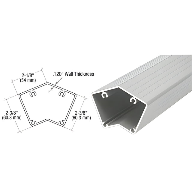 CRL Metallic Silver 200, 300, 350, and 400 Series 36" Long 135 Degree Post
