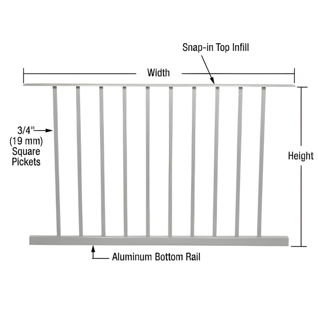 CRL Metallic Silver 200, 300, 350, and 400 Series 48"W x 42"H Picket Panel
