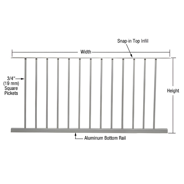 CRL Metallic Silver 200, 300, 350, and 400 Series 60"W x 42"H Picket Panel