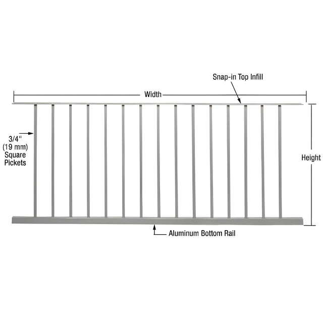 CRL Metallic Silver 200, 300, 350, and 400 Series 72"W x 48"H Picket Panel