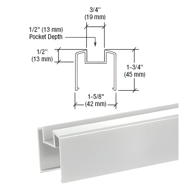 CRL Metallic Silver 200, 300, 350, and 400 Series Bottom Rail for Glass 241" Long