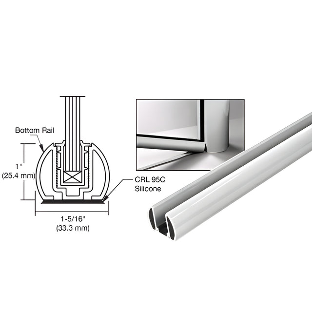 CRL Metallic Silver 241" Bottom Rail Only for the Aluminum Windscreen System
