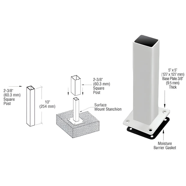 CRL Metallic Silver ARS Surface Mount Stanchion