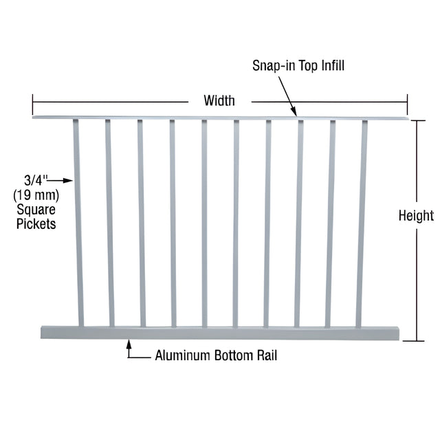 CRL Mill 200, 300, 350, and 400 Series 48"W x 48"H Picket Panel