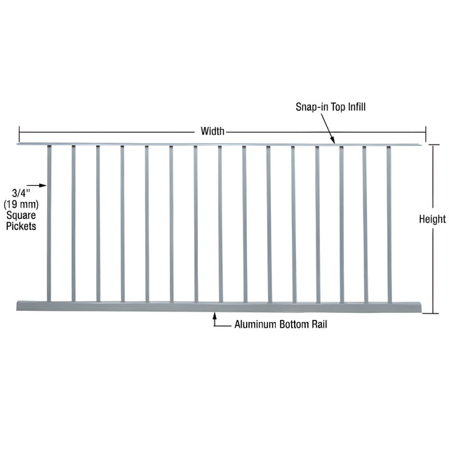 CRL Mill 200, 300, 350, and 400 Series 72"W x 36"H Picket Panel
