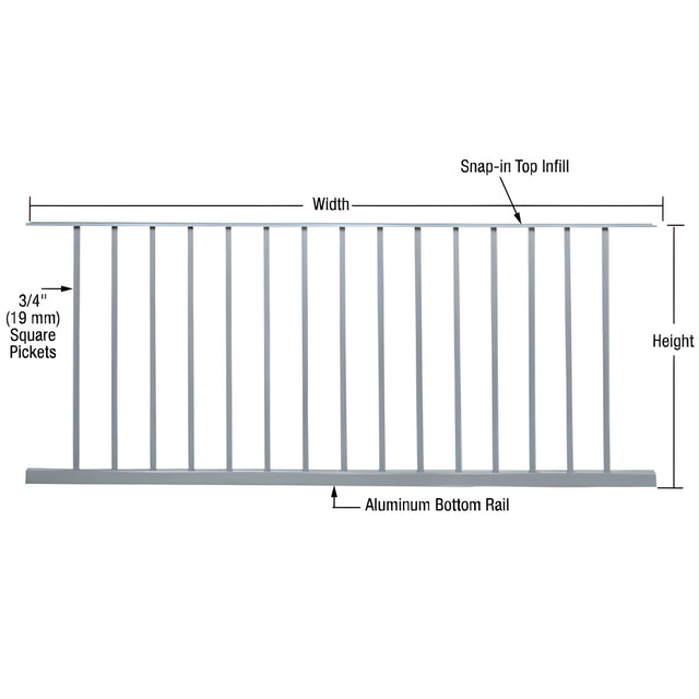 CRL Mill 200, 300, 350, and 400 Series 72"W x 42"H Picket Panel