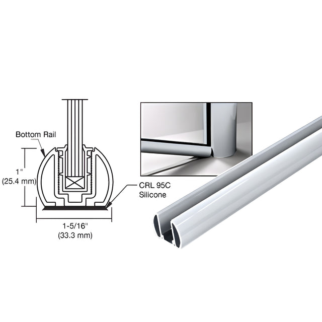CRL Mill 241" Bottom Rail Only for the Aluminum Windscreen System