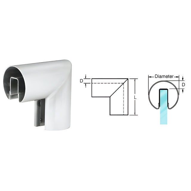 CRL Mill 3-1/2" 90 Degree Vertical Corner for 1/2" or 5/8" Glass Cap Railing
