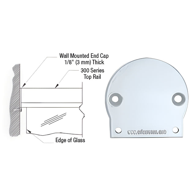 CRL Mill 300 Series Wall Mount End Cap