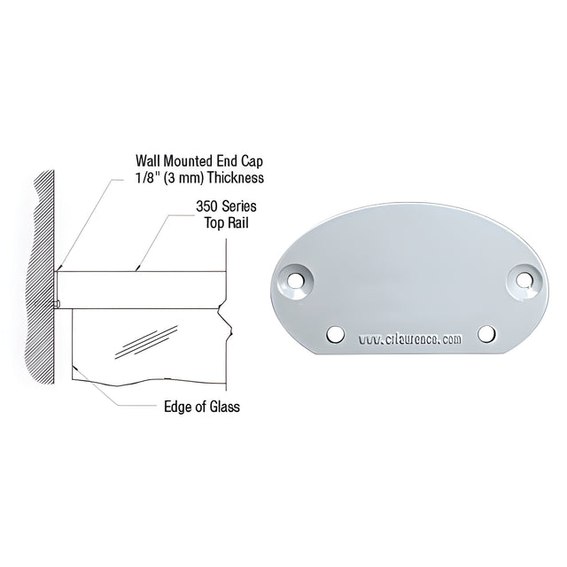 CRL Mill 350X Series Wall Mount End Cap