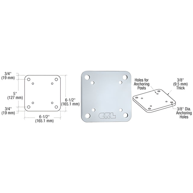 CRL Mill 6-1/2" x 6-1/2" Square Base Plate