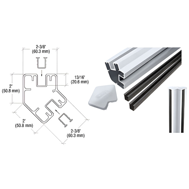CRL Mill 72" Long 2" x 2-3/8" Rectangular 135 Degree Post Kit