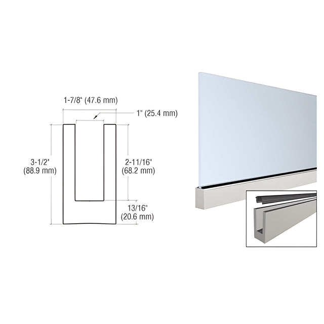 CRL Mill Aluminum 120" Small Profile Windscreen Base Shoe for 3/4" Glass - Extrusion Only