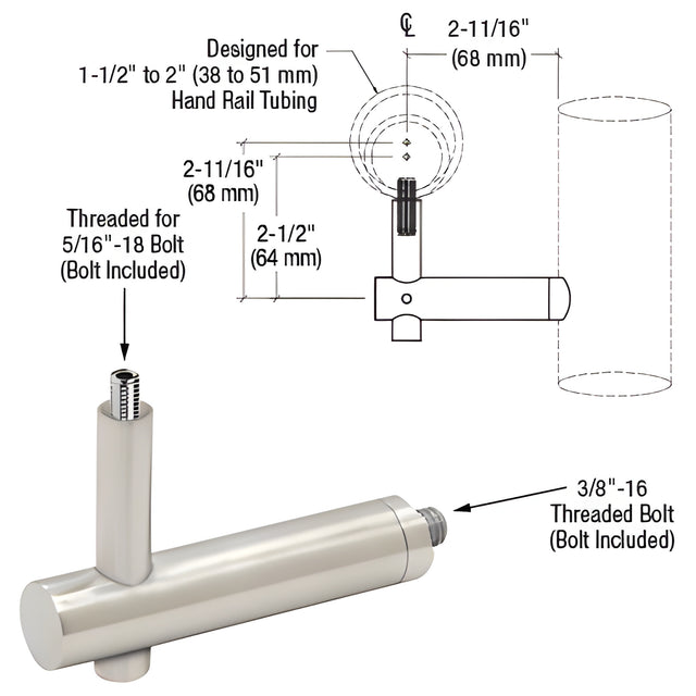 CRL Mill Aluminum Coastal Series Post Mounted Hand Rail Bracket
