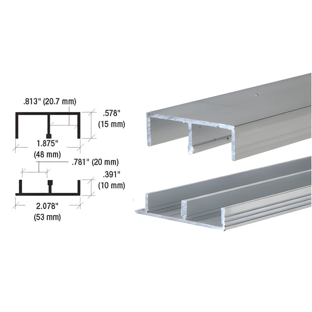 CRL Mill Aluminum Track for 3/4" Sliding Panels