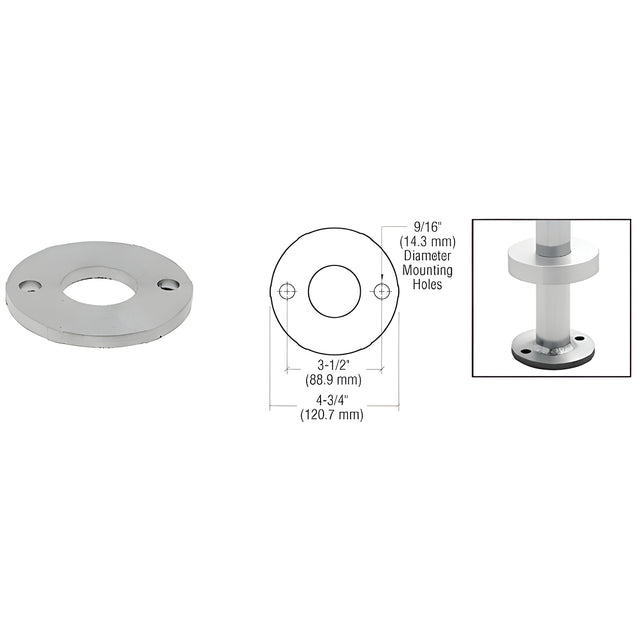 CRL Mill Finish Aluminum Base Flange for 1-1/2" Schedule 40 Pipe Railings - Concrete/Steel Mount