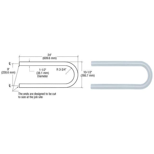 CRL Mill Quick Connect Looped Hand Rail Return for 1-1/2" Diameter Tubing