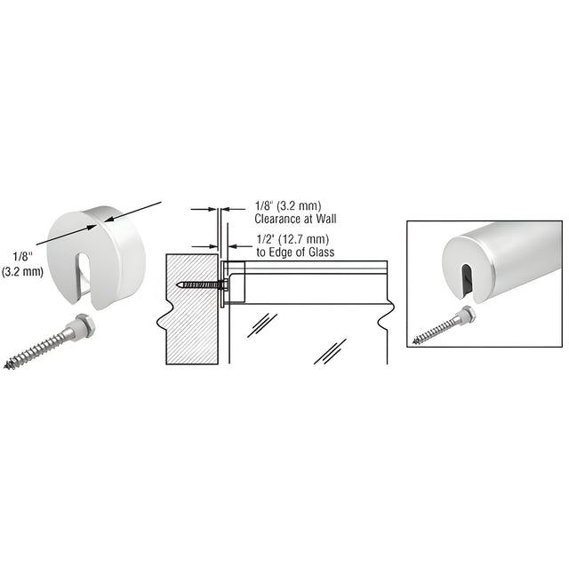 CRL Mill Stabilizing End Cap for 2-1/2" Cap Railing