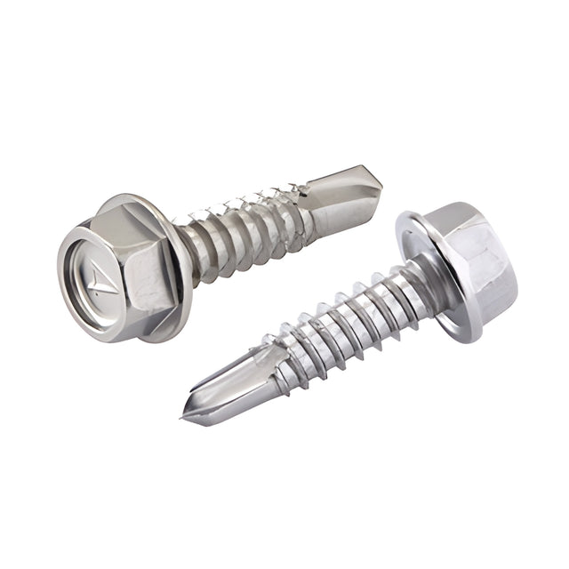 CRL Mill Stainless Steel #14 x 1" Hex Head Tek Screw