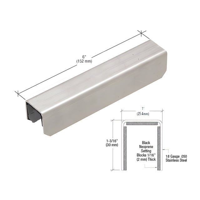 CRL Mill Stainless Steel Connector Sleeve for 1" x 1-5/16" 11 Gauge Cap Rail