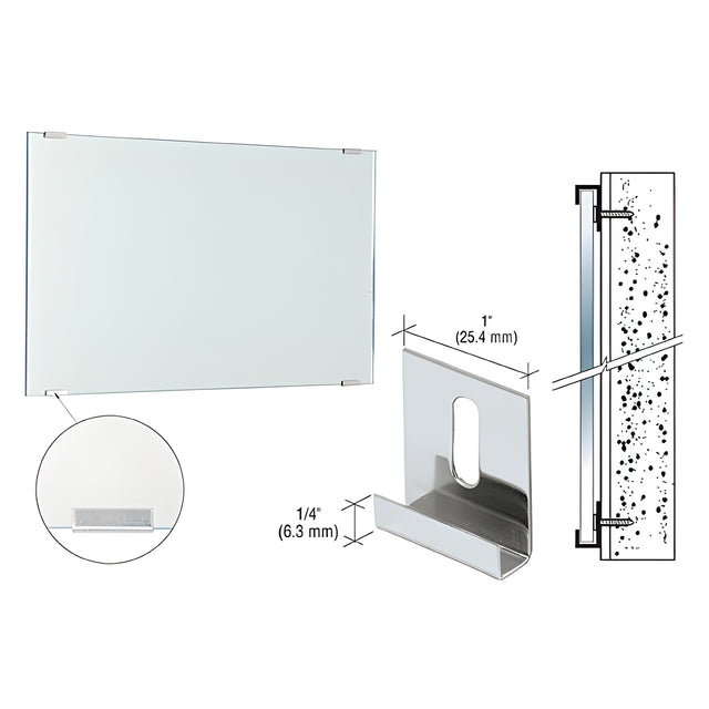 CRL Nickel Plated Dallas Mirror Clips for 3/8" Mirror