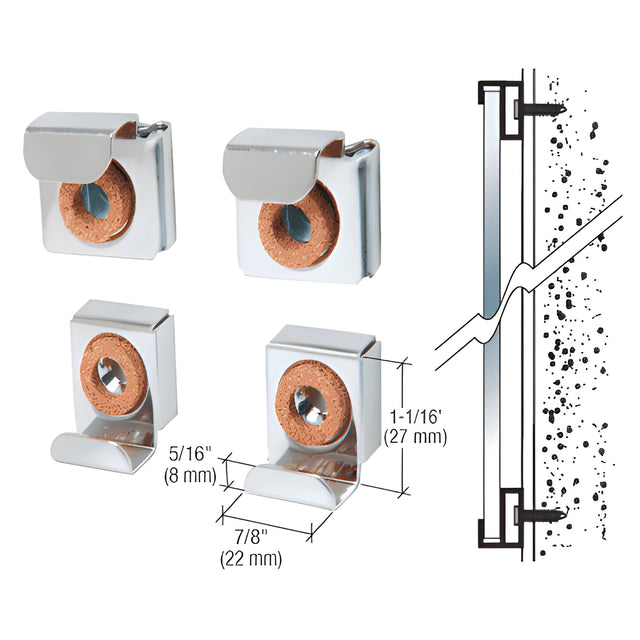 CRL Nickel Plated E-Z Mount Mirror Clip Set