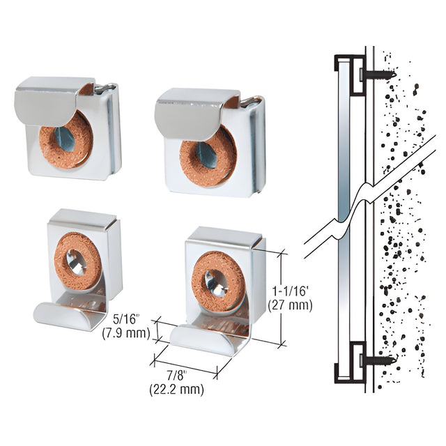 CRL Nickel Plated E-Z Mount Mirror Clips - Bulk Package of 50 Sets