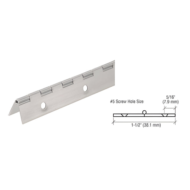 CRL Nickel on Steel Piano Hinge with 1-1/2" Open Width