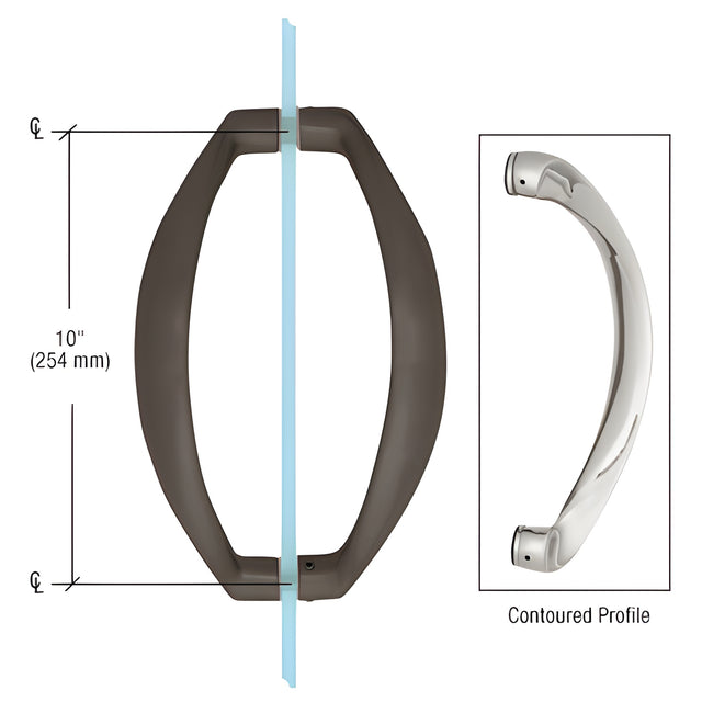 CRL Oil Rubbed Bronze 10" Glass Mounted Sculptured Pull Handle