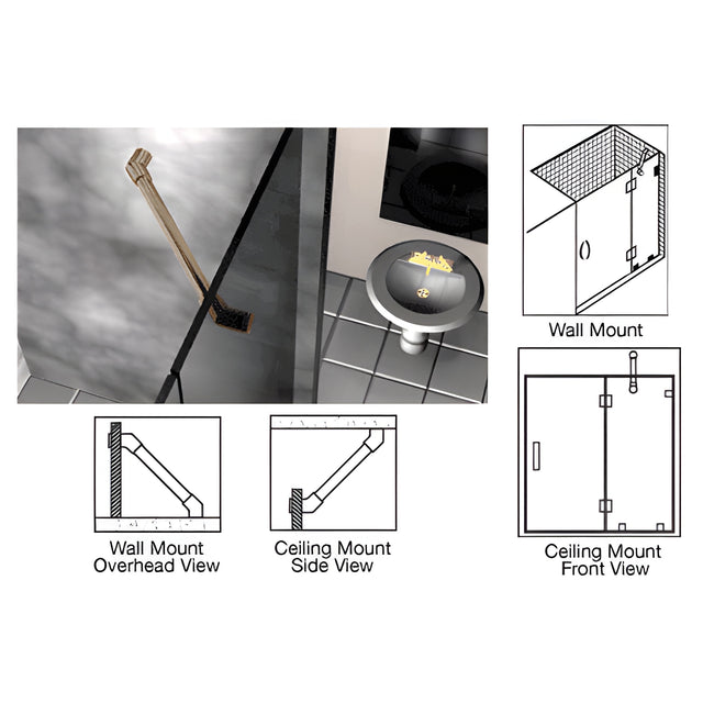 CRL Oil Rubbed Bronze 39" Thru-Glass To Wall/Ceiling Mounted Support Bar