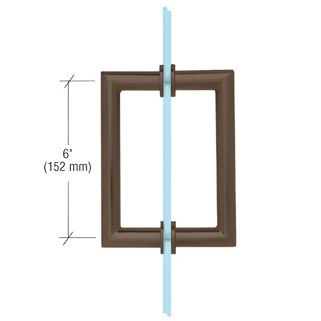 CRL Oil Rubbed Bronze 6" MT Series Round Tubing Mitered Corner Back-to-Back Pull Handle