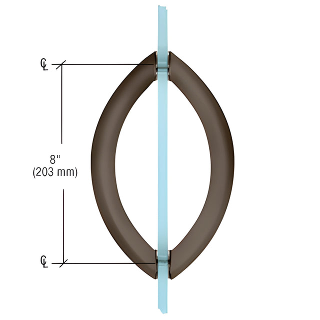 CRL Oil Rubbed Bronze 8" Crescent Style Back-to-Back Pull Handles Without Metal Washers