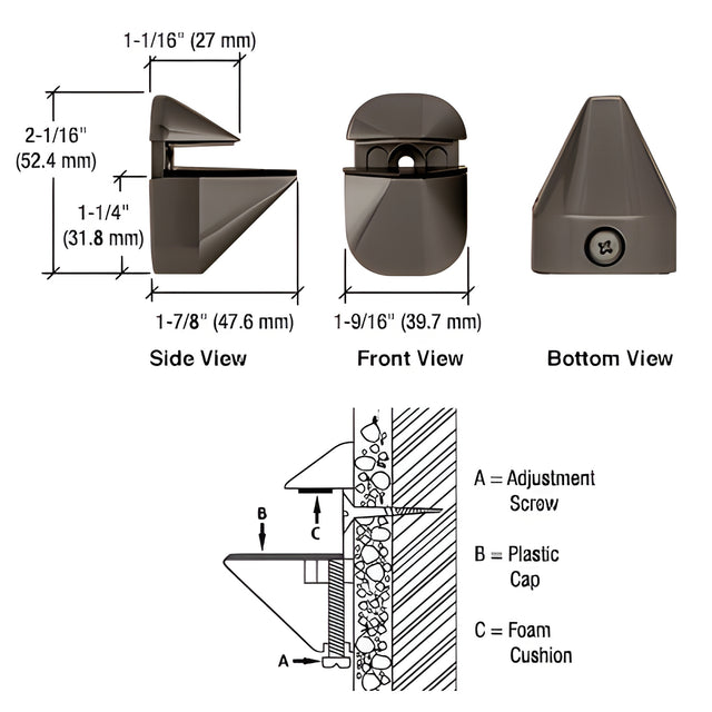 CRL Oil Rubbed Bronze Adjustable Shelf Clamp