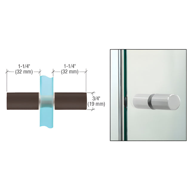 CRL Oil Rubbed Bronze Cylinder Style Back-to-Back Shower Door Knobs