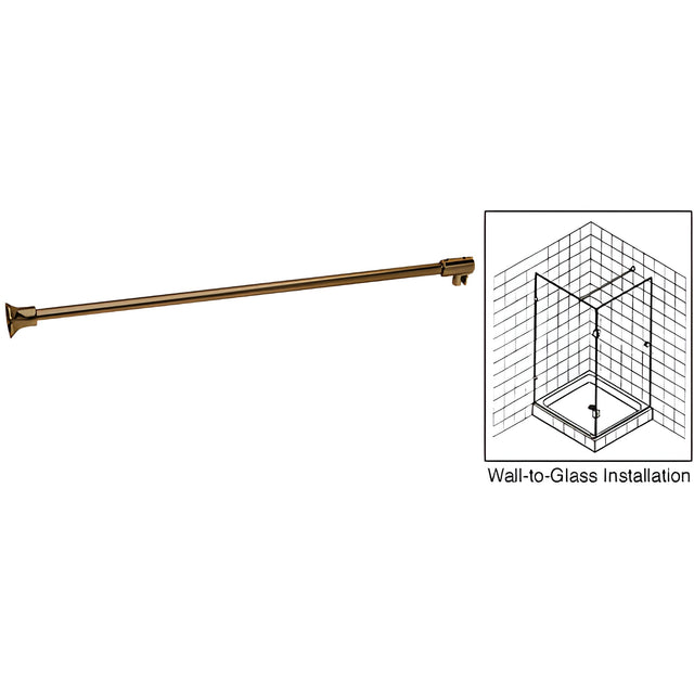CRL Oil Rubbed Bronze Frameless Shower Door Fixed Panel Wall-To-Glass Support Bar for 3/8" to 1/2" Thick Glass