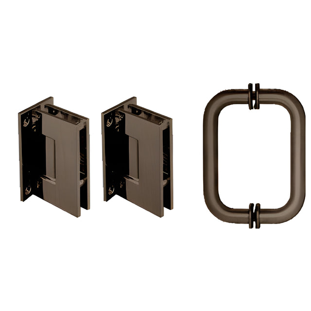 CRL Oil Rubbed Bronze Geneva Shower Pull and Hinge Set