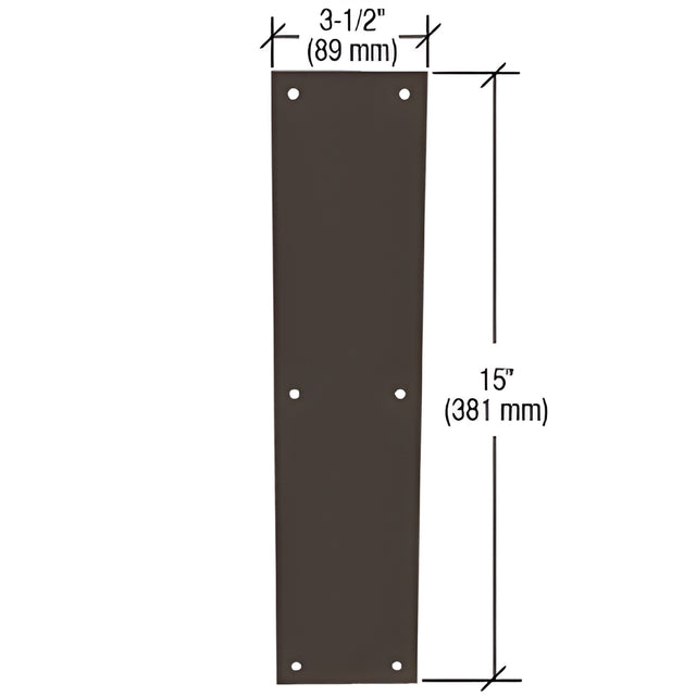 CRL Oil Rubbed Bronze Push Plate 3-1/2" x 15"