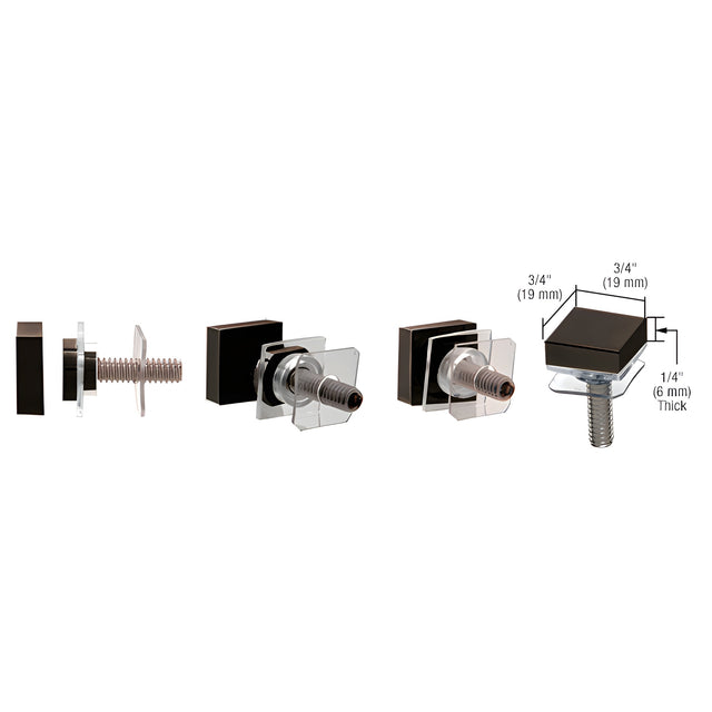 CRL Oil Rubbed Bronze SQ Washer/Stud Replacement Set