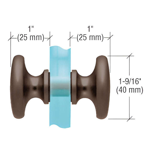 CRL Oil Rubbed Bronze Traditional Style Back-to-Back Shower Door Knobs
