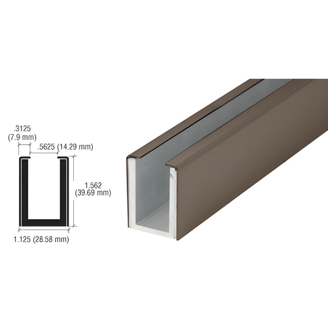 CRL Oil Rubbed Bronze Wet / Dry Glaze 1-1/2" Deep U-Channel Custom Length